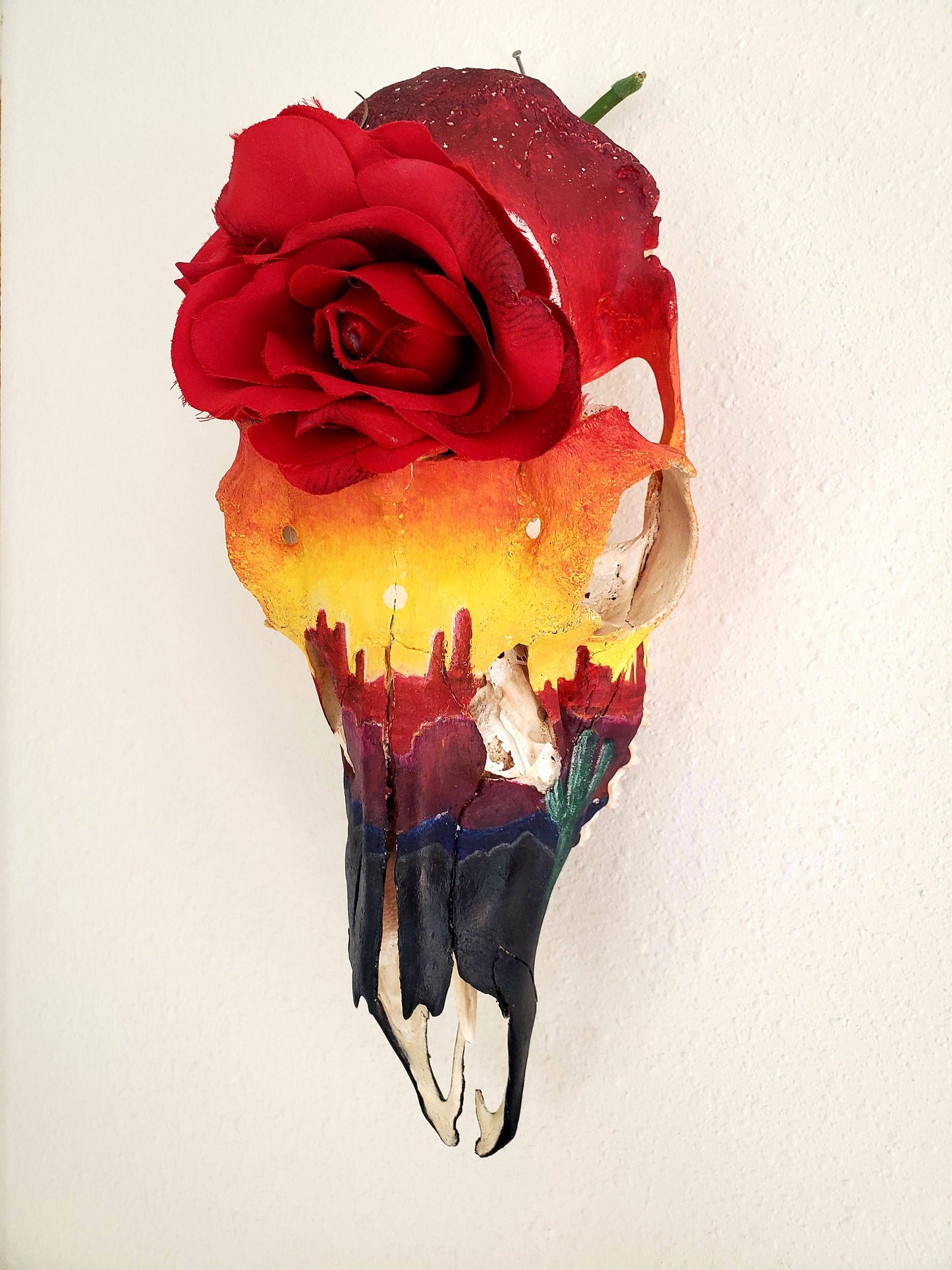 Dusty Desert Rose Painted Skull