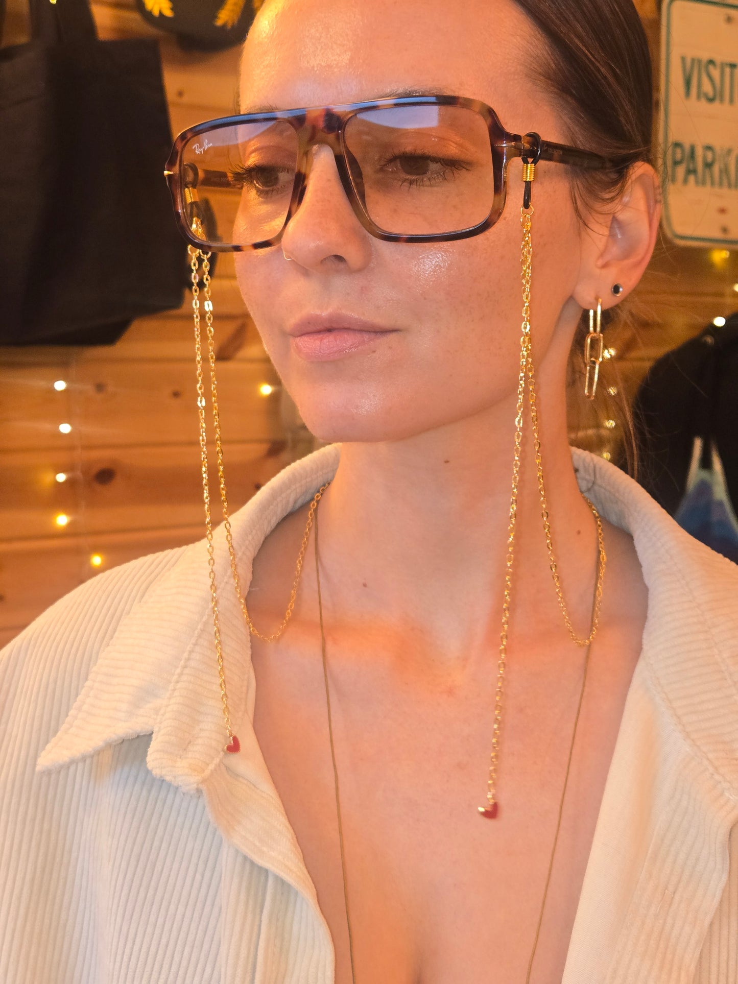 Red and Gold Hearts Sunglass Chain
