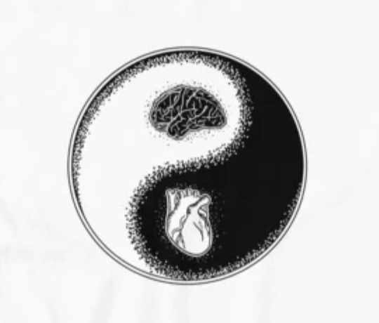 Head and heart yin yang. Category 5 & mental health awareness. 