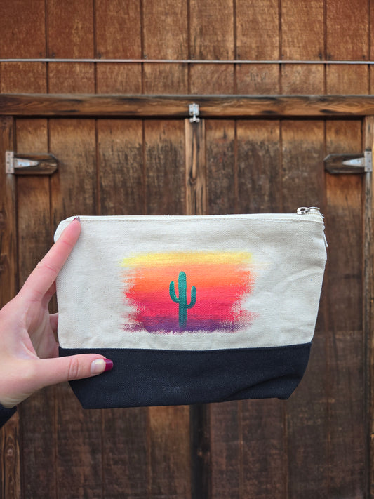 Cactus At Dusk | Painted Zipper Pouch