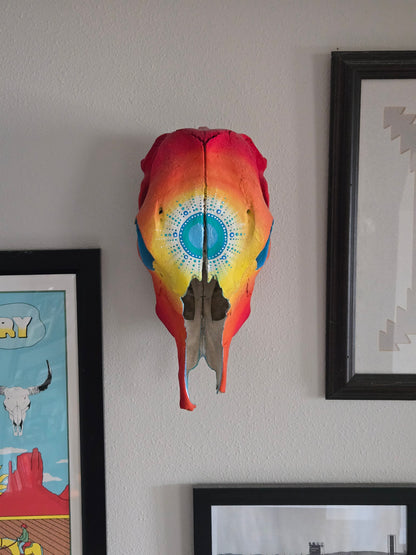 Turquoise Sunset Painted Skull