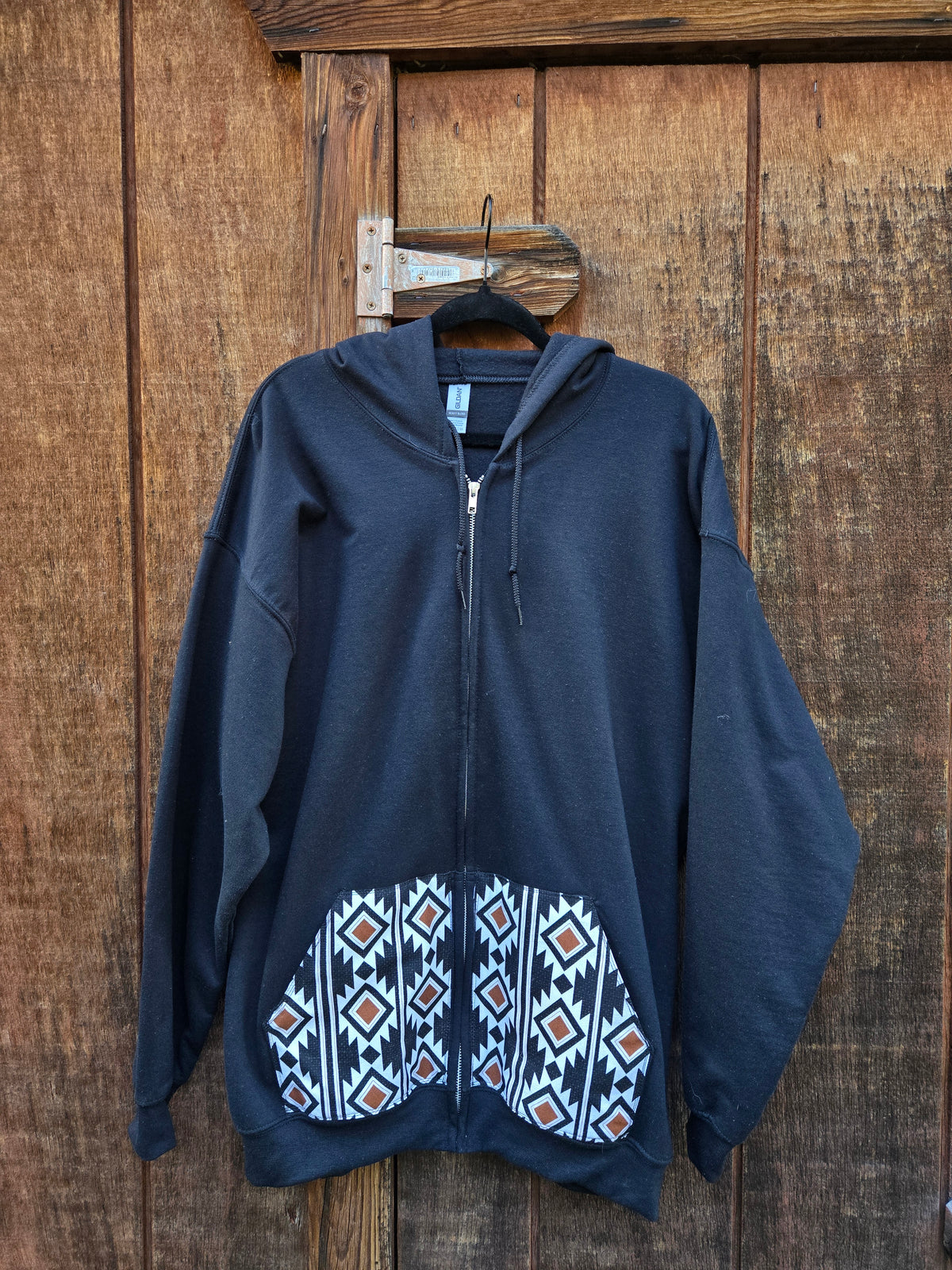 B&W Patchwork Zip Up Hoodie