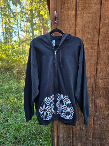B&W Patchwork Zip Up Hoodie