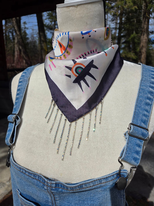 Eye Shine Rhinestone Fringe Bandana