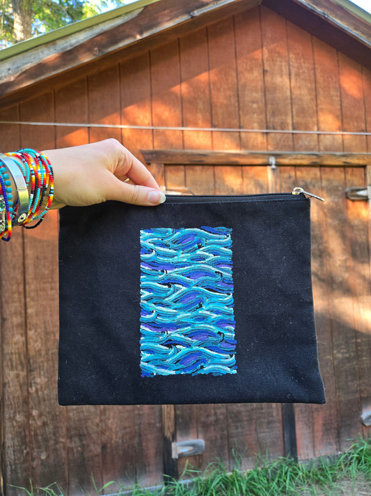 Hand Painted Wave Zipper Bag