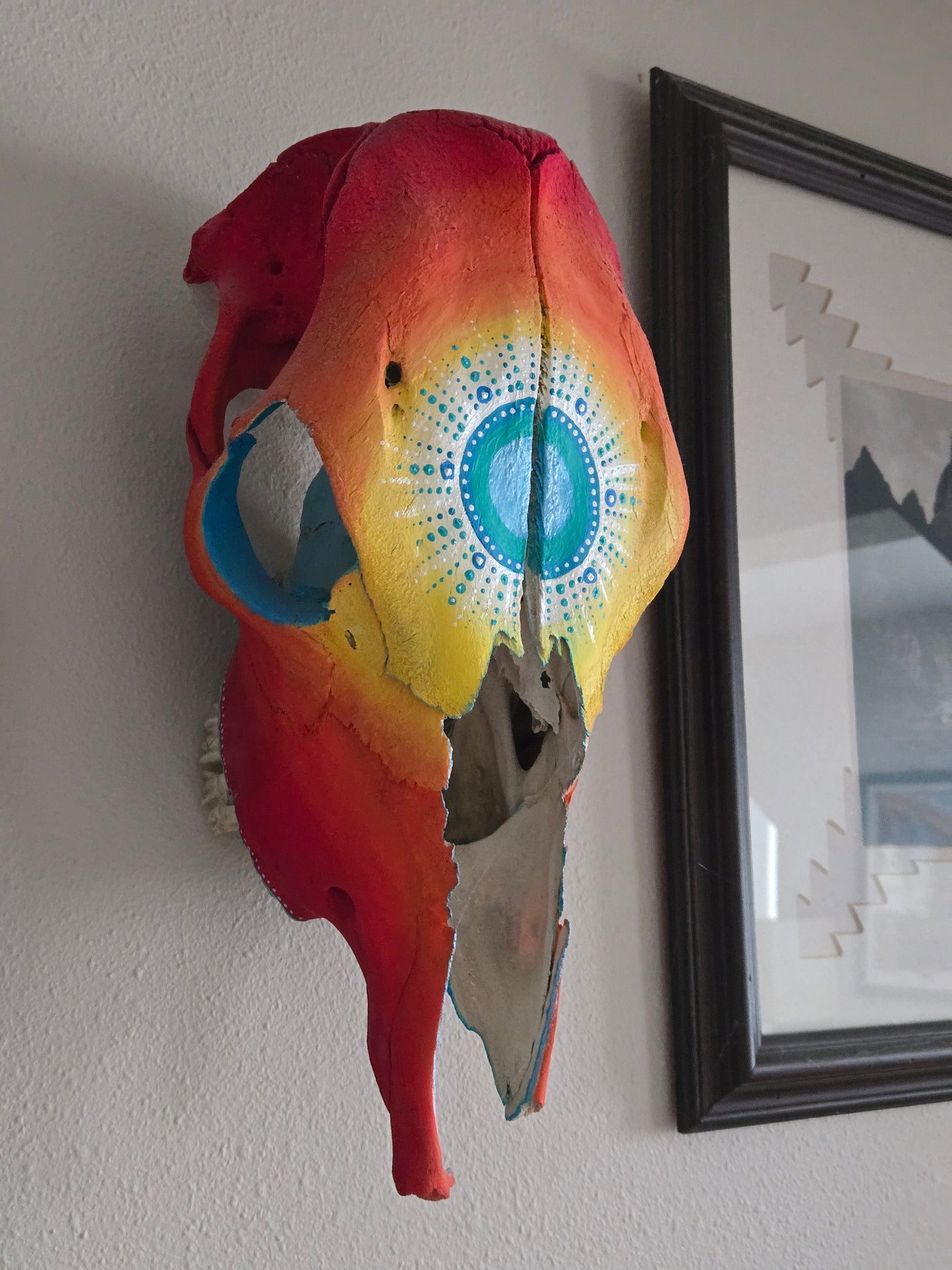 Turquoise Sunset Painted Skull