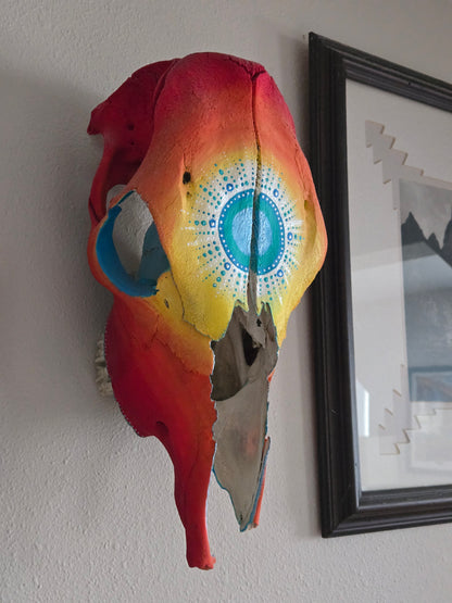 Turquoise Sunset Painted Skull