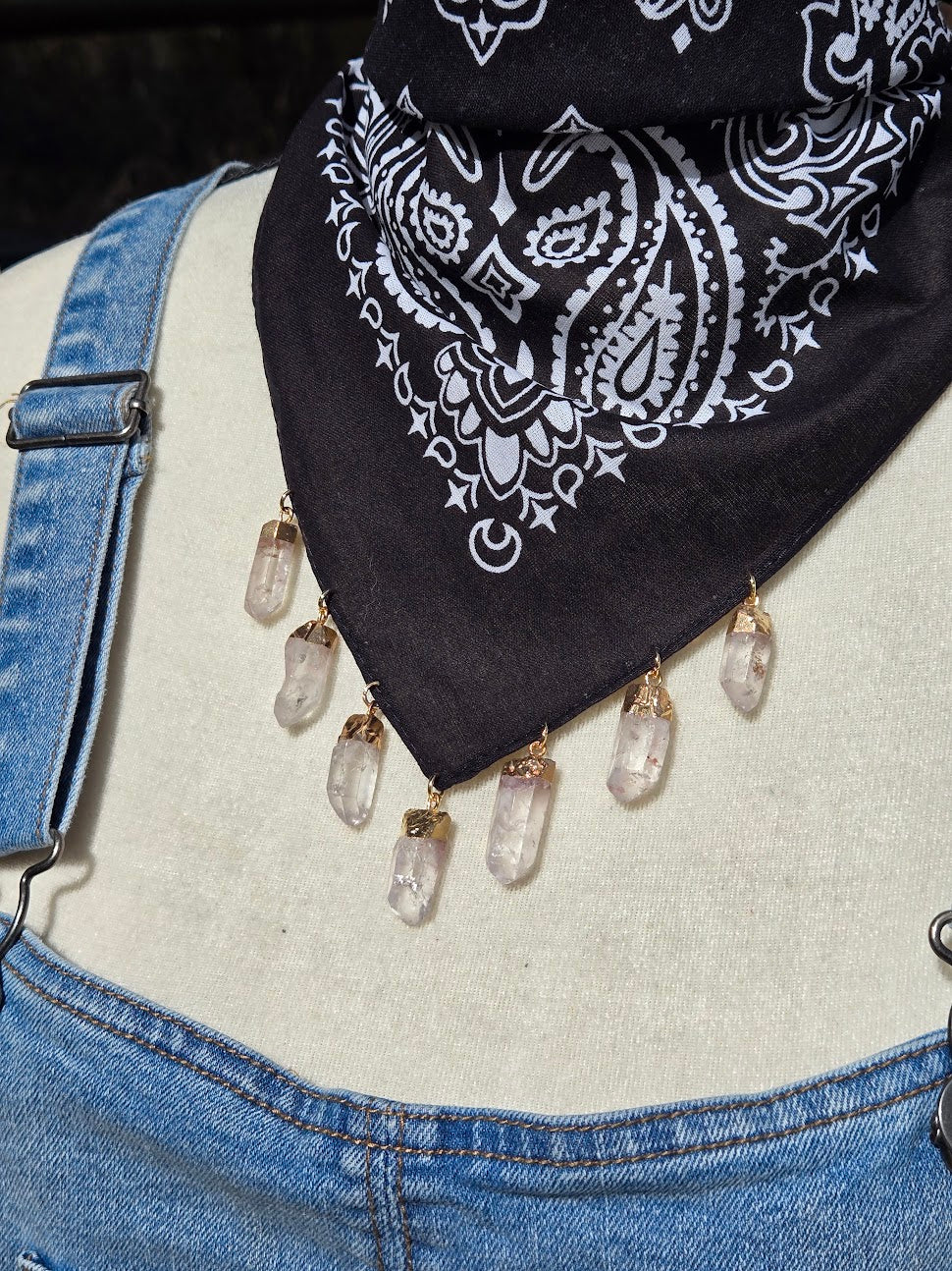 Gold Tipped Quartz Crystal Bandana