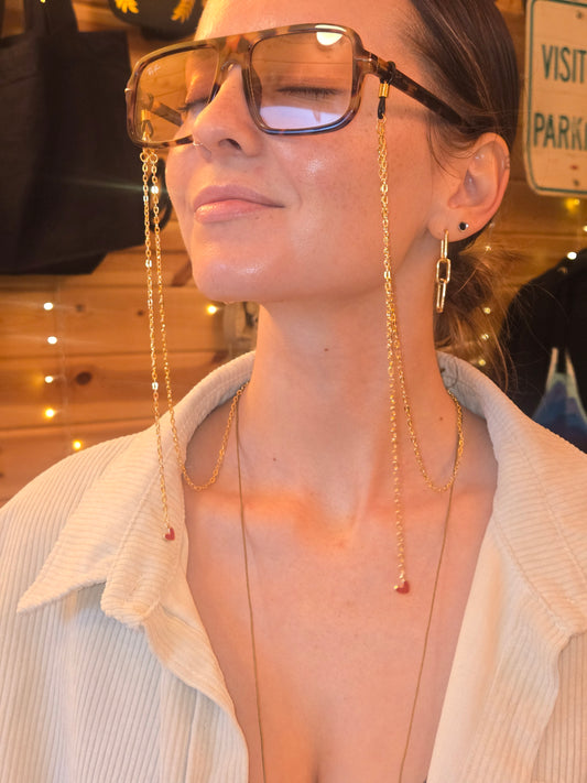Red and Gold Hearts Sunglass Chain